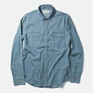 Taylor Stitch Men’s The Ledge Shirt in Sun Bleached Chambray Button Down Small